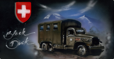 Airbrush ab Fotovorlage von Ihrem Fahrzeug auf ein Militärschild